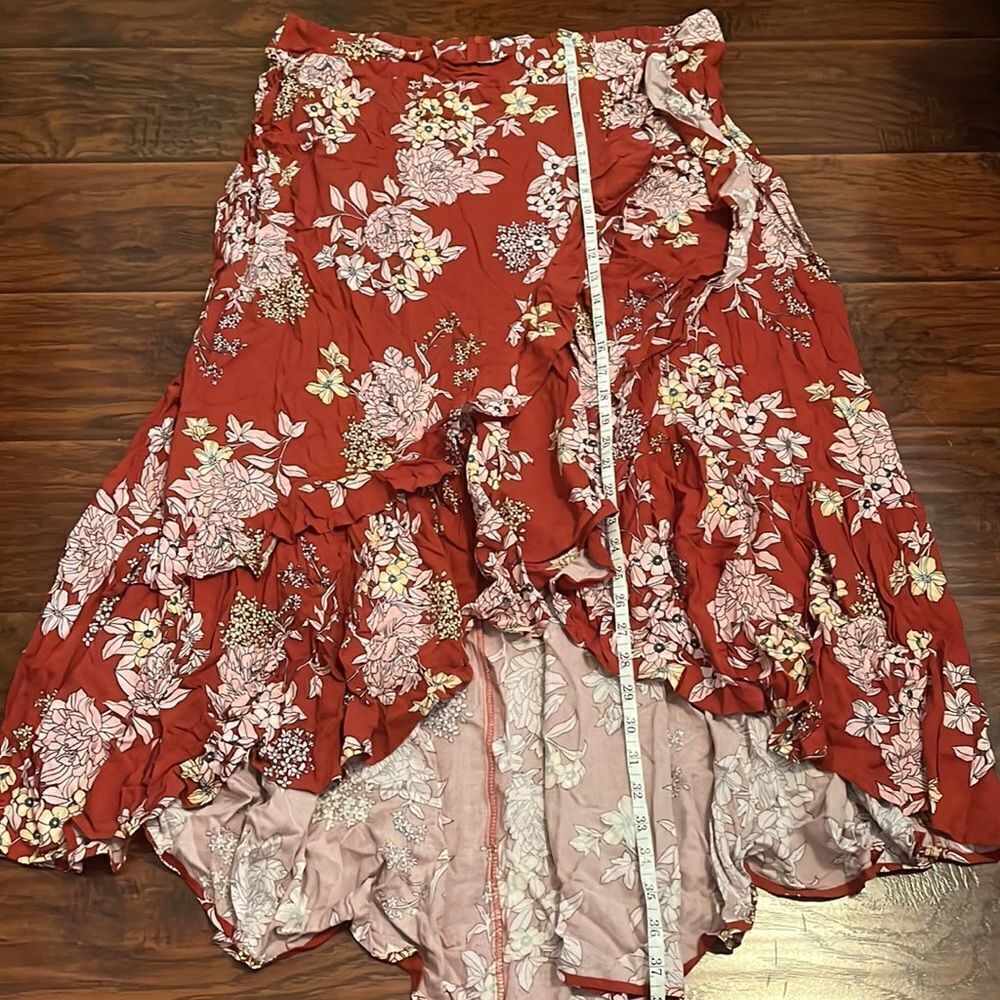 Torrid Floral Print Boho Hi-Lo Ruffle Maxi Skirt Contemporary Festival Feminine - Picture 10 of 16